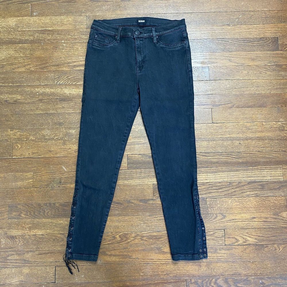 Hudson Jeans Black Mid Rise Lace Up Ankle Skinny Size 31